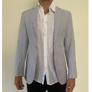 Men’s Carolina Herrera Navy Blue and White Blazer
